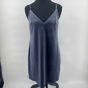 Abercrombie Fitch Blue Velvet Slip Dress Lace Trim Feminine Size S